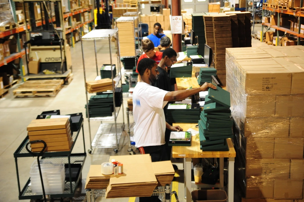 Warehouse workers managing fulfillment operations